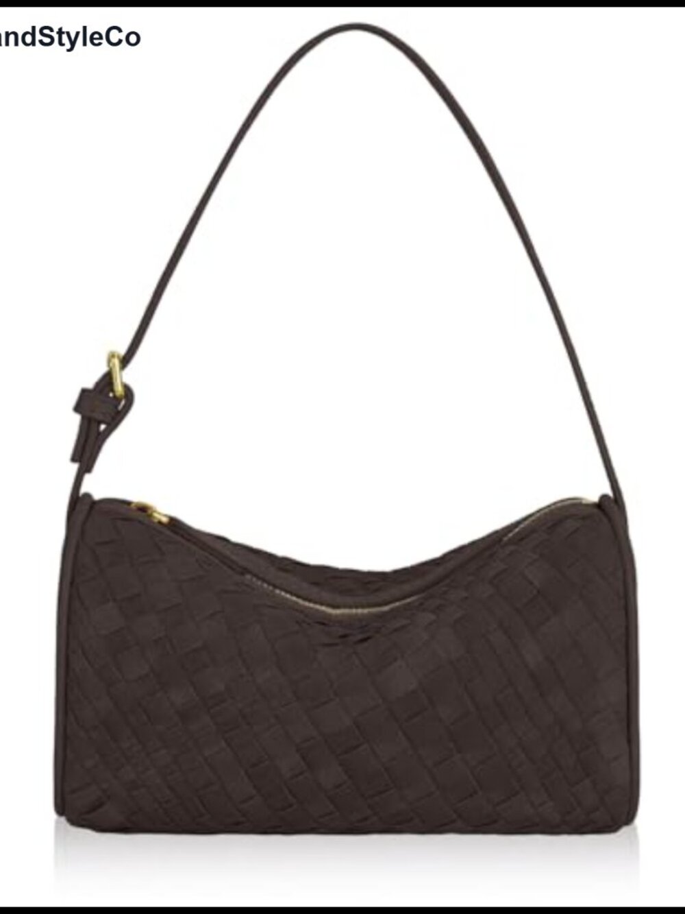Mini Woven Vegan Leather Handbag Top Handle Adjustable Strap